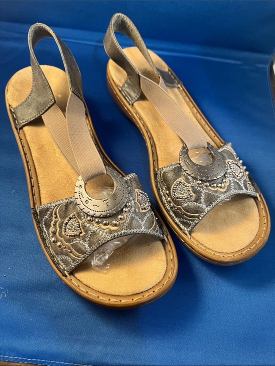 Rieker Shoes - Regina by Rieker Metallic Silver Embellished Slingback Sandals